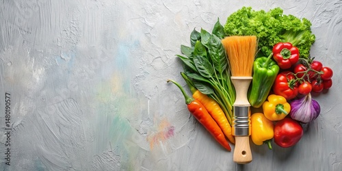 Vibrant Vegetable Backdrop: Minimalist Colorful Paint Strokes Stock Photo