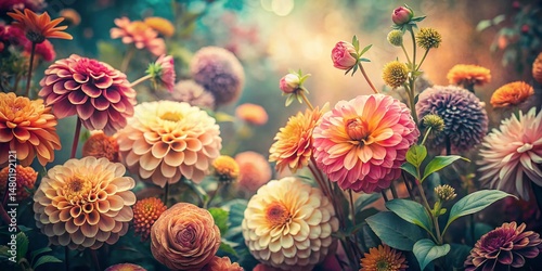 Vintage Botanical Garden: Intricate Flower Patterns - High-Resolution Stock Photo