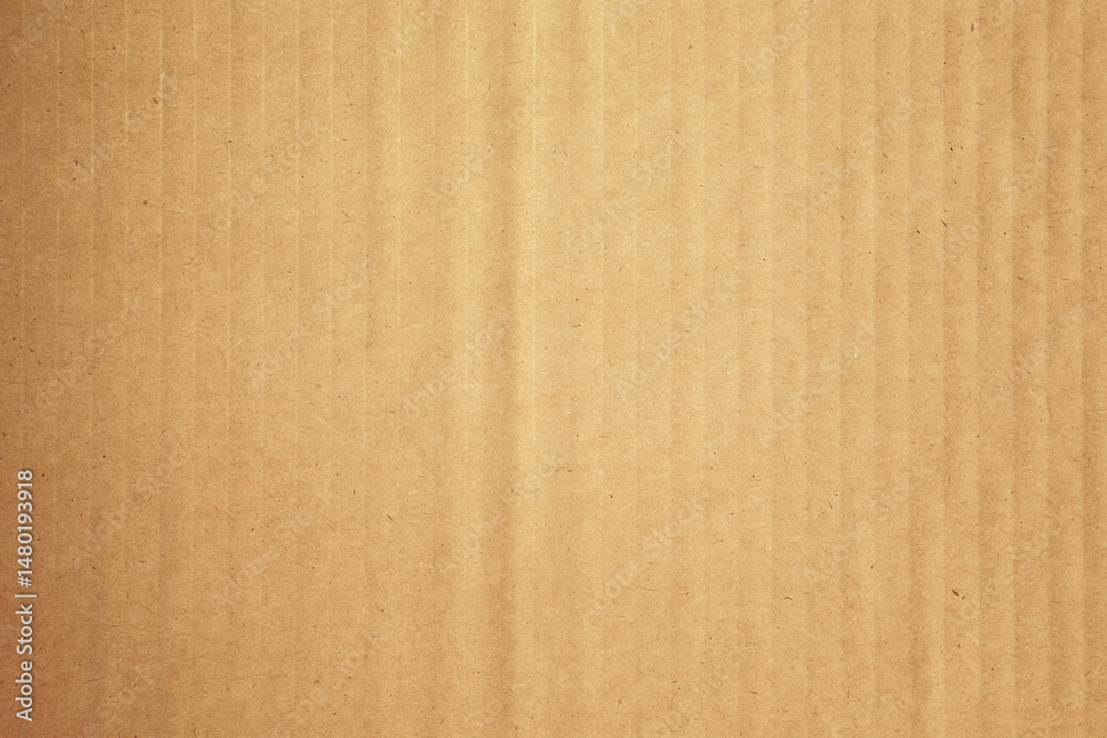 Fototapeta premium Gradient brown carton box kraft paper background texture with vertical lines