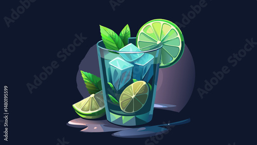 Refreshing Mojito Cocktail with Lime and Mint