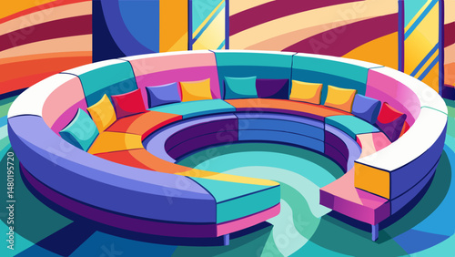 Colorful Circular Sofa Design in Modern Interior