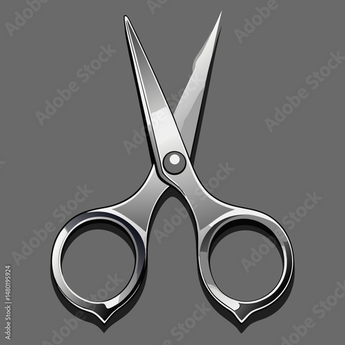 Stylish Silver Metal Scissors Illustration Design
