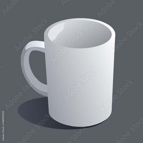 Blank White Mug on Dark Gray Background for Mockup Design
