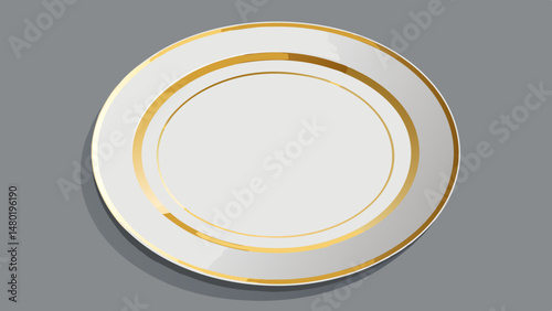 Elegant White Dinner Plate with Gold Accents Design