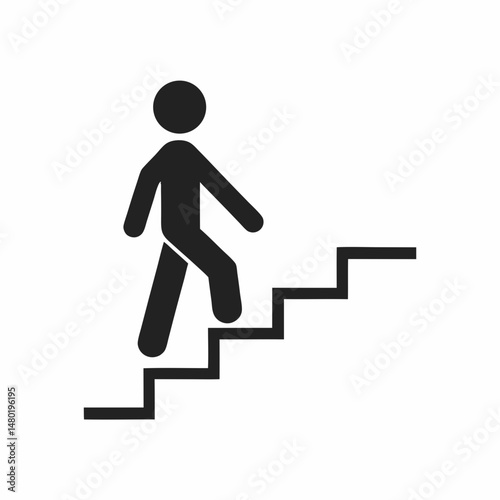 Minimalist Person Climbing Stairs vector Illustration.