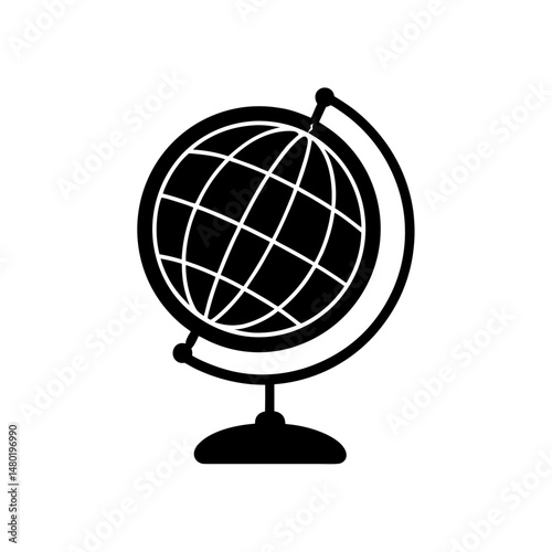 small globe with metal stand on white background  .svg