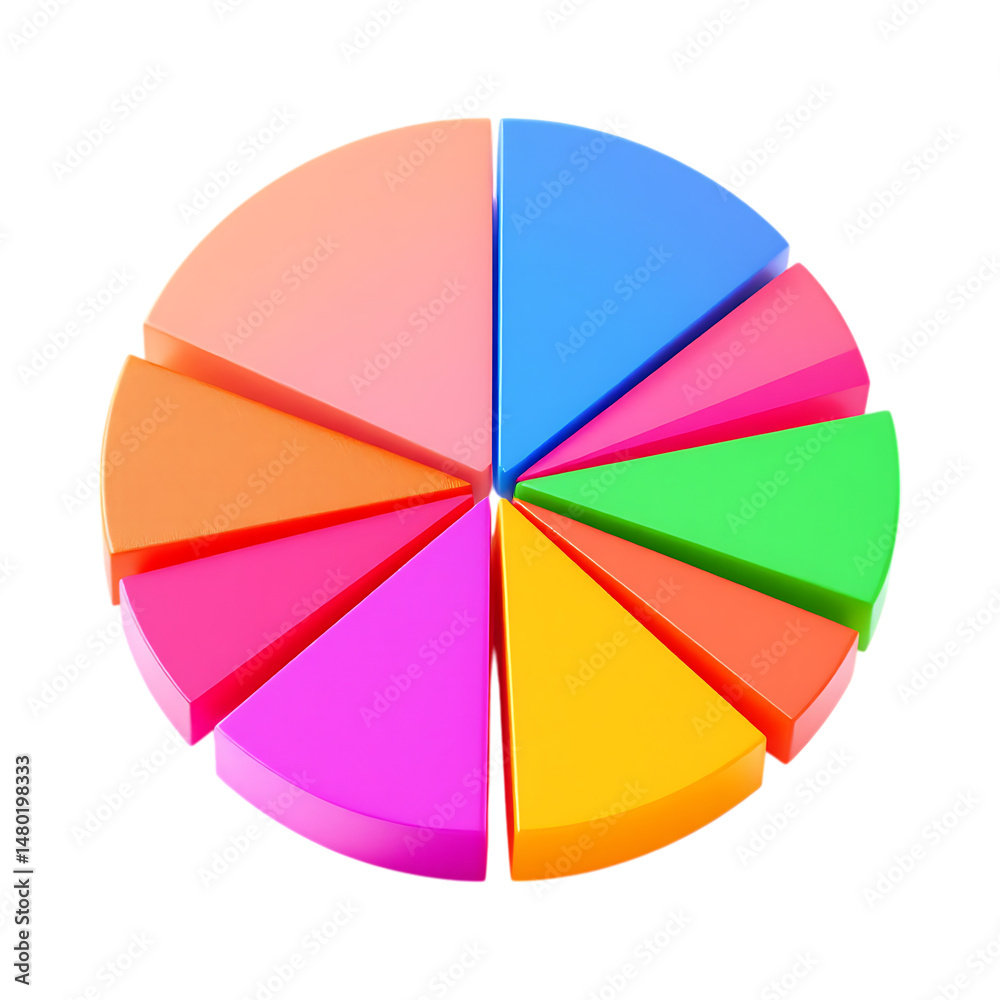 Obraz premium Colorful 3D pie chart infographic.