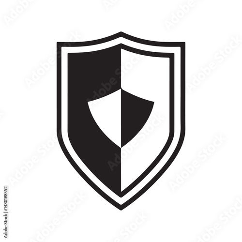 Glossy metal shields and swords representing security and protection