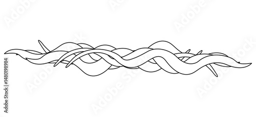 Coloring page with summer outline vector drawing of abstract ocean water wave. A aqua pattern. Ideal for entertaining kids, beach, seasonal, summertime, and aquatic black and white design.