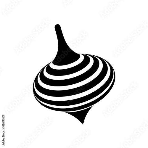 spinning top with painted stripes on white 