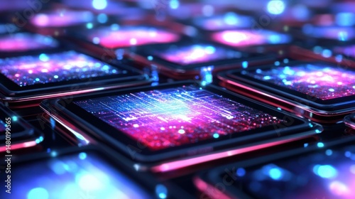 Colorful Abstract Digital Background with Futuristic Light Patterns