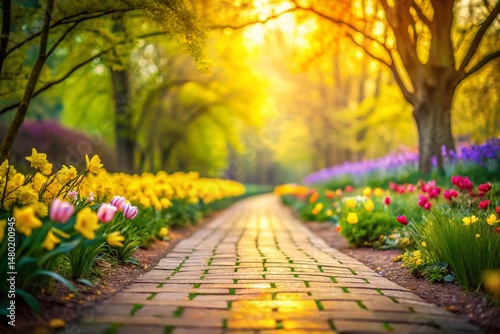 Vintage Yellow Brick Road Spring Backdrop - Long Exposure Photography
