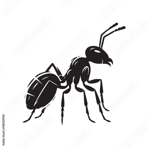 Black ant silhouettes clip art isolated vector illustration on a white background