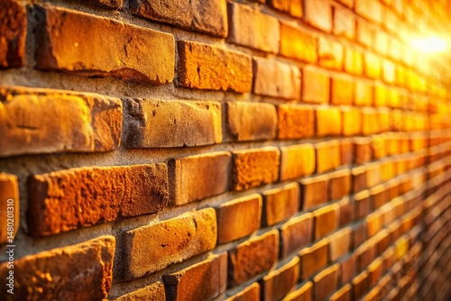 Warm Summer Sunlight on Rustic Brick Wall Texture - Stock Photo