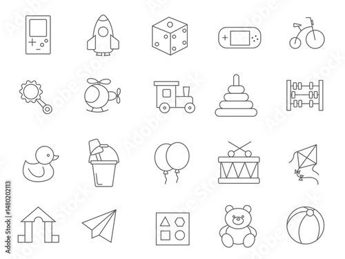 Toys in an organized grid