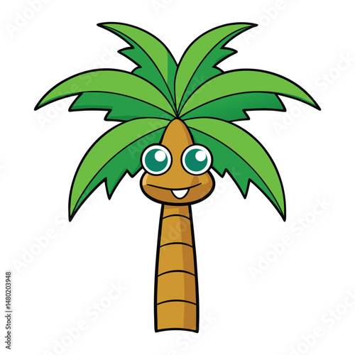 cartoon vector illustration of a palm tree