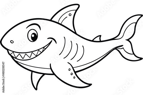 Cartoon shark smiles showing teeth with defined black outlines on a white background