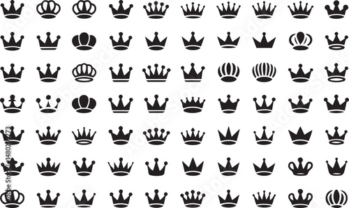 Crown Icons Set Crown Symbol Collection Vector Illustration