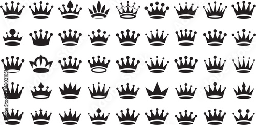 Crown Icons Set Crown Symbol Collection Vector Illustration