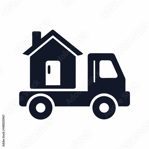 Readymade house shifting on track Vector Design.