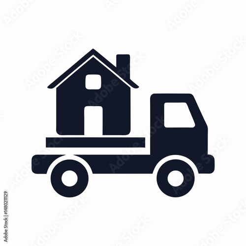 Readymade house shifting on track Vector Design.