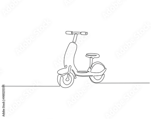 Continuous one line drawing of modern scooter. One line drawing illustration of electric scooter technology. National technology day concept single line. Editable outline