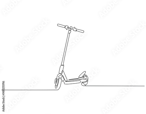 Continuous one line drawing of modern scooter. One line drawing illustration of electric scooter technology. National technology day concept single line. Editable outline