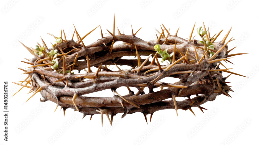 Obraz premium Crown of Thorns: A poignant depiction of a crown of thorns, symbolizing sacrifice and faith, with intricate details and a sense of reverence. 