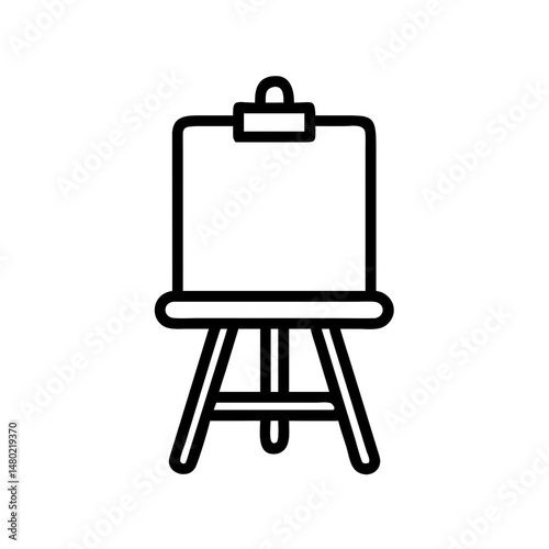 easel with blank canvas, bold design coloring page for kids