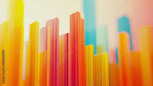 Vibrant Abstract Bars in Vivid Colors with Blurred Background Effects