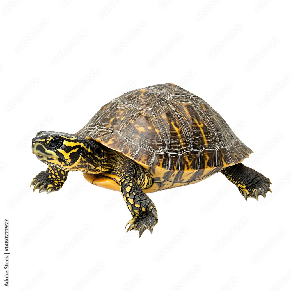 Fototapeta premium Detailed Close-up of a Yellow-Spotted Turtle