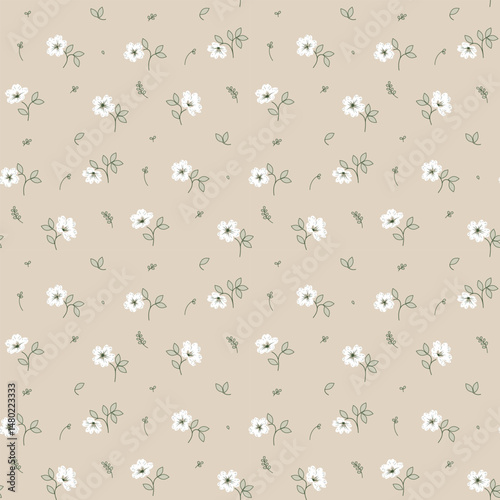 Beautiful floral pattern in small flowers. Small floral flowers. Seamless pattern background. Ditsy print. Floral seamless background. Elegant flowers template for wall decor, wallpaper, cards.