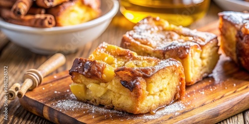 Golden French Toast Squares with Powdered Sugar and a Hint of Cinnamon