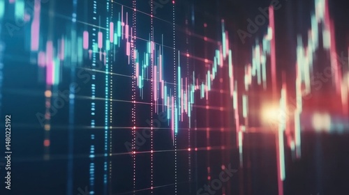 Abstract Financial Data Visualization with Colorful Graph Lines