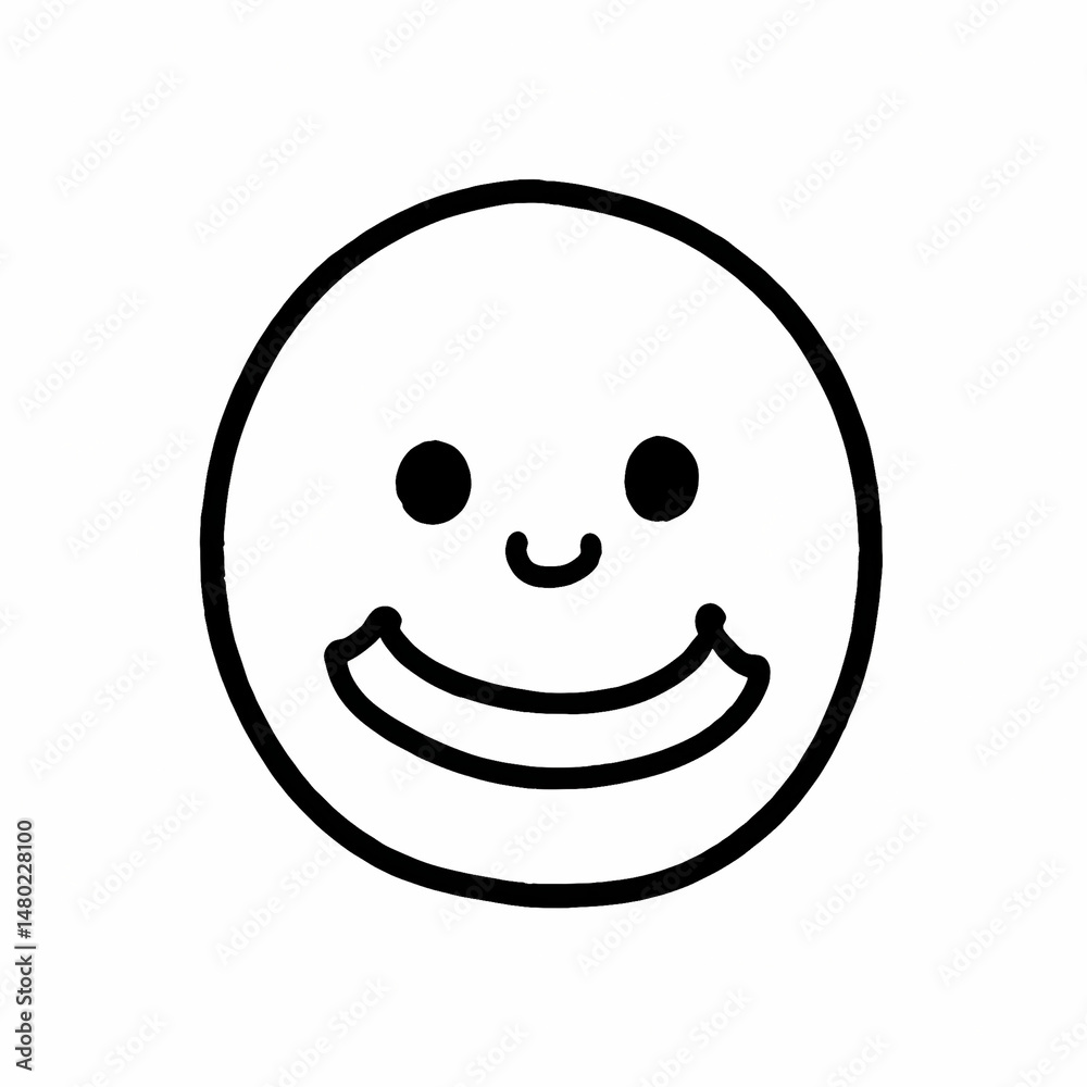 Fototapeta premium Cute hand drawn smiling icons in minimalist style for kids and stickers on white background