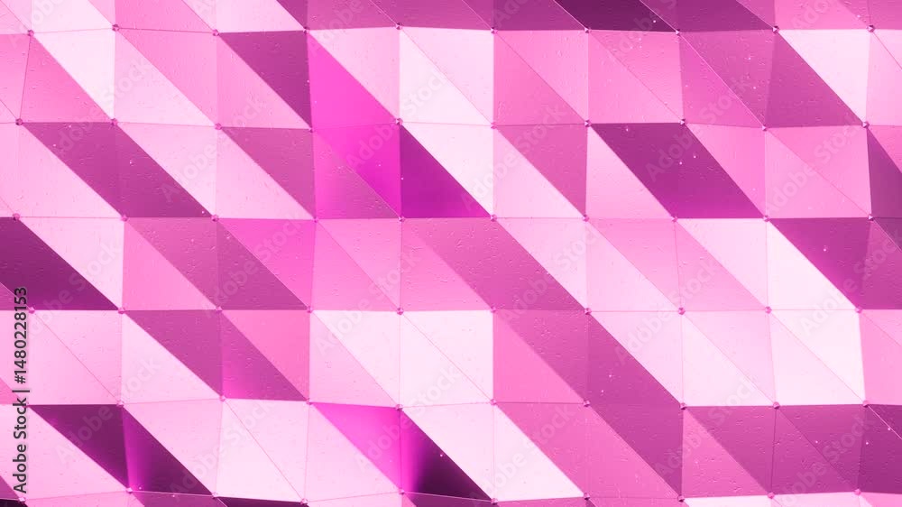 3D render of pink polygon surface animation in loop