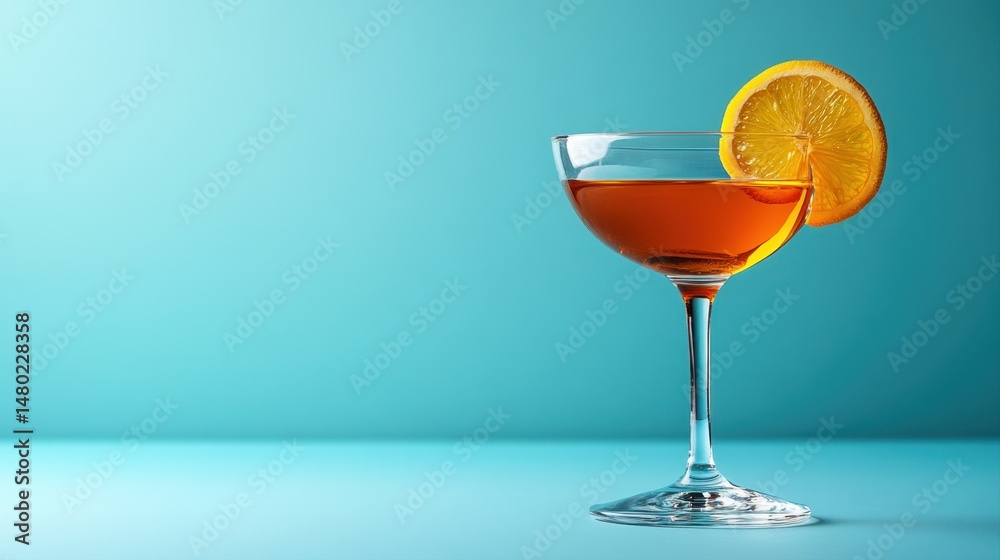 Bright, Refreshing Cocktail with Citrus Garnish on a Turquoise Background, Perfect for Summer Cheers and Gatherings Bright, Refreshing Cocktail with Citrus Garnish on a Turquoise Background, Perfect for Summer Cheers and Gatherings