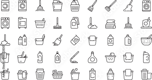 Cleaning Icons Set Washing Cleaning Laundry Symbol Vector Illustration