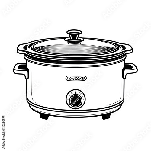 Slow cooker icon drawing clipart isolated on a white background