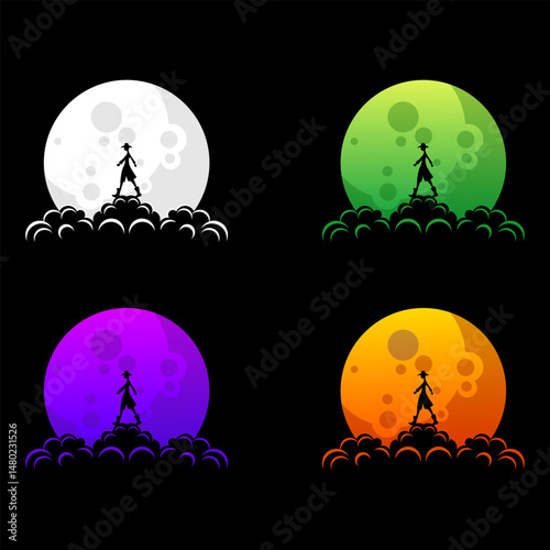 human walk on the moon logo design
