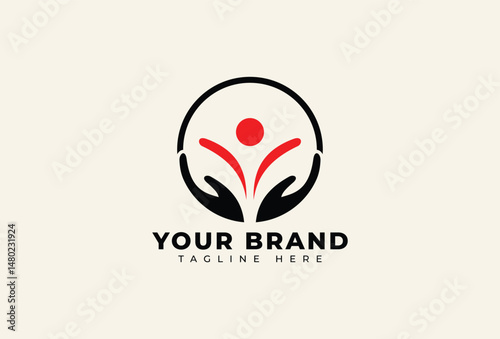 people and hands Symbol for Care Flat Vector Logo Design Template Element.	