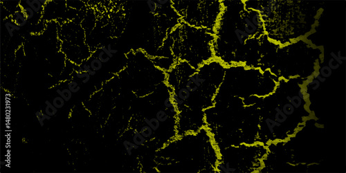 Abstract black natural marble texture background. Scattered green crack texture isolated on black background. Texture soil dry crack background pattern of drought lack of water of nature.