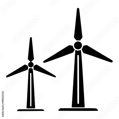 Black and White Wind Turbine Icons