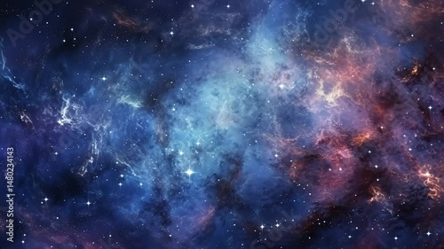 Slow Nebula Fly Through Starry Deep Space
