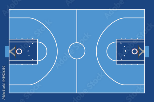 Basketball field and ball. vector