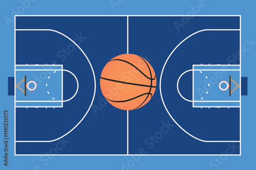 Basketball field and ball. vector