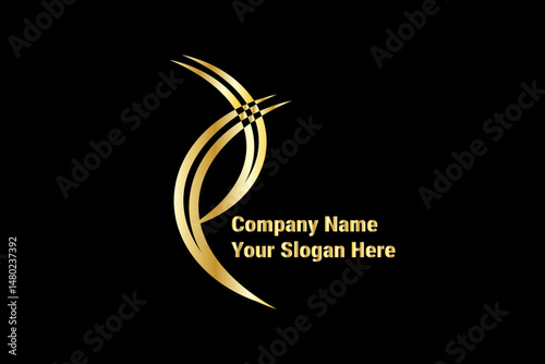 Golden color logo in black color background for company 