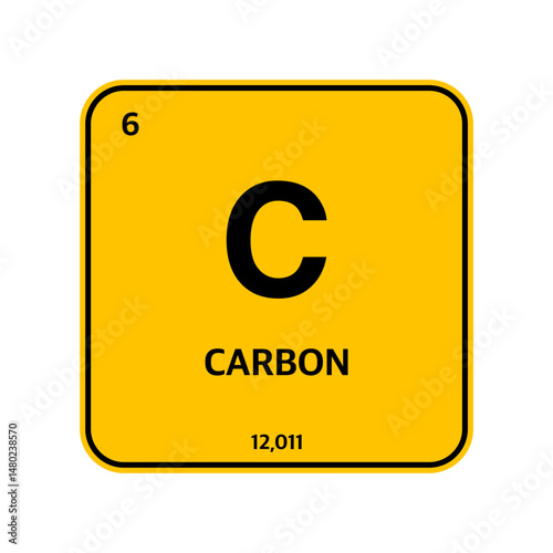periodic carbon vector isolated on transparent background