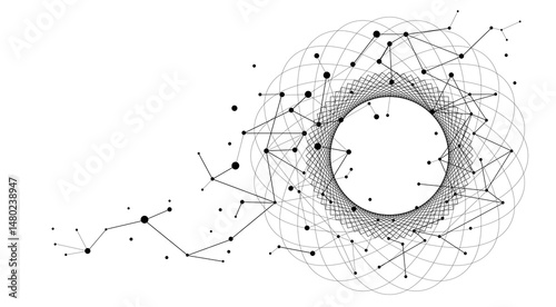 Connected dots abstract quantum global data network background, wireframe for global business and AI, cloud technology, vector illustration concept, internet of things