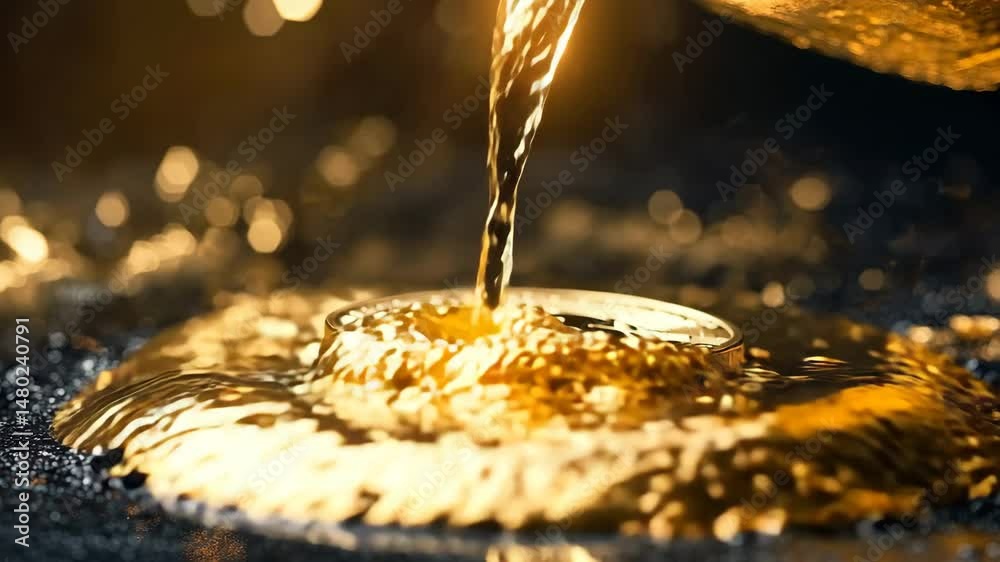 Golden Bitcoin Liquid Cascade Cryptocurrency Finance